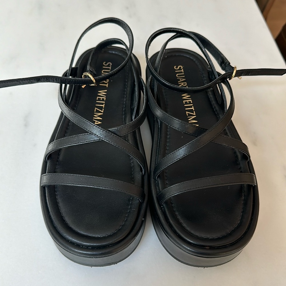 Stuart Weitzman Summerlift Calfskin Ankle Strap Flatform Sandals size 6